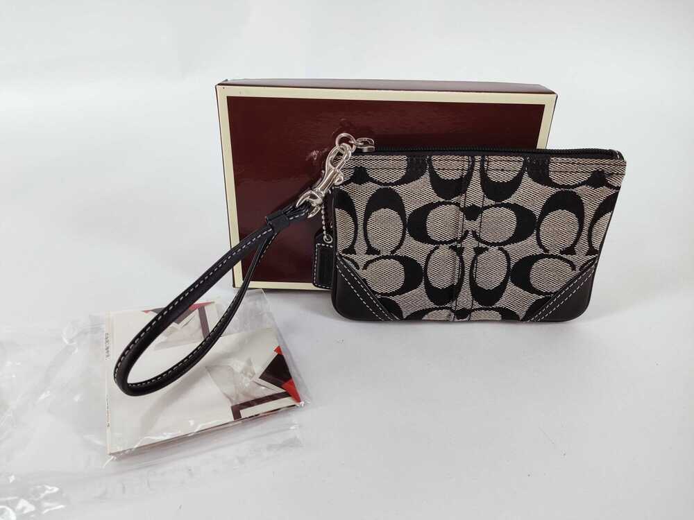 Coach Signature Canvas Small Top-Zip Wristlet